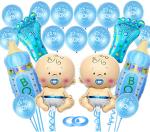 AMFIN (Pack of 28) Baby Shower Decoration Items / Baby Boy Welcome Decoration / Welcome Home Baby Boy / Its a Boy Balloon / Baby Boy Theme Decoration