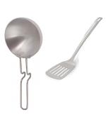 Urban Buy Aluminium Tadka Pan With Stainless Steel Pure Egg Palta Spoons and Multicolour, Pack of 2