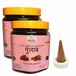Gaumayam Incense Dhoop Cones for Pooja, Rose | Gulab Dhoop Cone Jar with Stand, Dry Incense Cones Box, dhup batti, No Bamboo, Charcoal Free Long Lasting Incense Dhoop Cones (200)