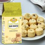 Dhampur Green Gur Pista Nan Khatai, 200g, (Pack of 2) Pure Gur Gud Bakery Cookies Biscuit