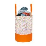 PrettyKrafts Orange Folding Round Laundry Basket for Clothes with Handle,45 L