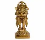Kartique Spiritual Brass Hanuman Standing in Welcome Posture Idol - 3.5 inch
