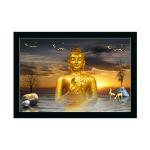 Dharvika Innovations Plastic Lord Buddha Paintings For Living Room With Frame, 11 X 14 Inch