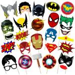 Zyozique 28 Pcs Super Heros Photo Booth Props, Superhero Photo Booth Props Photo Booth Props Kids
