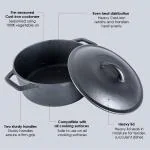 Wonderchef Forza Cast-iron Casserole With Lid, Pre-Seasoned Cookware, Induction Friendly, 25cm, 4.7L, 3.8mm