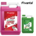 Fivanta Long-Lasting Refreshing For All Utensils Dishwashing Liquid Gel 6L (Neem 1L + Rose 5L)