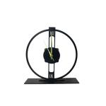 O'METAL Decorative Clock Showpiece with Metal Base | Desktop Statue for Decorating Shelves, Tables (Black, 003)