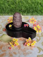 Original/ Natural Narmadeshwar Shivling Narmada Stone Shivling Brown for Home Shiva Ling with Narmada Stone Jaladhari Base Stand for Tempal Puja Home Decoration