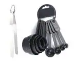 First Front Stainless Steel Roti Chimta Tong With 8 Pcs Plastic Black Measuring cups and Multicolour, Pack of 2