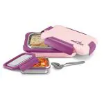 MILTON More Meal Insulated Large Tiffin Box, 770 ml, with Inner Stainless Steel Container, 175 ml and Spoon, Pink