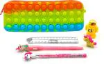 POKSI Combo Stationary Art Plastic Pencil Box l Set of 6 Multicolor