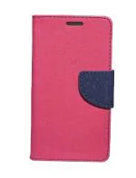 Fastship Imported Canvas Cloth Smooth Flip Cover for Samsung J7 - SM-J700F (2015) | Inside TPU & Inbuilt Stand | Wallet Style Back Cover Case | Stylish Mercury Magnetic Closure - Pink::Blue