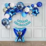 SPECIALYOU.IN Pack of 49 Items Batman Theme Birthday Decoration Items for Boys includes Metallic Blue, White, Silver Chrome & Pastel Blue Balloons with Batman Theme Foil Balloon Set