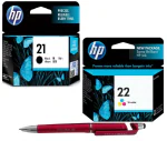 HP 21 Black & 22 Colour Original Ink Cartridge (Set of 2) With ITGLOBAL 3in1 Multi-Function Pen