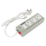 Econe Metal Body 10 Amp And 6 Amp 3 Brass Socket And Switch Extension Board Power Extension Cord Power Strip Surge Protector With Extra Fuse - 2.2 Mtr.