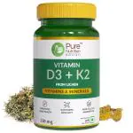 Pure Nutrition Vitamin D3 + K2, Vitamin D3 (600 IU) Supplement for Strong Bones - 60 Veg Tablets
