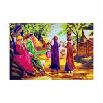 SHASWAT ART Beautiful Village View Rajasthani Painting Sparkle Coated Self Adhesive Wallpaper Without Frame Digital Reprint 24 inch x 36 inch Painting