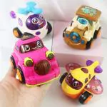 Rubela Unbreakable Friction Powered Toy Set of Car, Train, Plane & Helicopter for Kids Small Cartoon garphics Toys Set Toys in Multi Colors (Multi Colors Pack of 4)