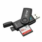 EVM 2in-1 Card Reader - USB 3.0 Memory Card Adapter Dual Slot for SD SDXC SDHC MMC RS-MMC Micro SDXC Micro SDHC, Windows, Linux, Chromebook, PS4, PC, USB 3.0 Flash Drive HC-CR5 US - 3 Years Warranty (EVM-CR-003)