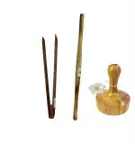 Arman Spoons Brown Wood Chimta, Belan And Masher Set (Pack Of 3)