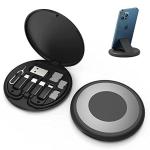 SHREEJI All in One 60W USB Fast Charging Travel Cable Set with Type C, Lightening and Micro USB Port Data Transmission Cord, Inbuilt Mobile Stand Compatible with All Mobile (All in 1)