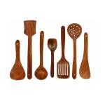 Erum enterprises Wooden Ladle (Pack of 7)