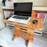 Kawachi Wooden Height Adjustable Ergonomic Desk Top Standing Desk Riser Laptop Table Stand Beige