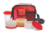 MILTON Meal Combi Softline Lunch Box, 3 Containers (280 ml Each) and 1 Tumbler (400 ml), Red