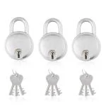 Godrej Locks Steel Round 7 Levers Padlock with 3 Keys (Pack of 3)