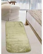 Status Contract Green Polyester Super Soft Non-Slip Mink Carpet Runner Mat For Bedroom, Floor, Bedside And Home Decoration - 22 x 55 Inch