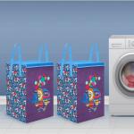 PrettyKrafts Laundry Basket for Clothes, Toy Storage Box with Lid & Handles, 50 LTR, Set of 2