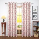 Story@Home Semi Blackout Floral Pattern Jacquard Modern 2 Piece Eyelet Ringtop Door Curtain for Bedroom and Living Room (7 Feet, Pink)