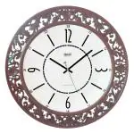 Ajanta Quartz Plastic Vintage Wooden Looks 16.5 Inches Silent Sweep Movement Wall Clock(7097_Maho Gani)