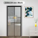 Classic Mosquito Net Black Magnetic Screen Fiberglass Mesh Door With Full Frame Hoop Loop 210X120 cm