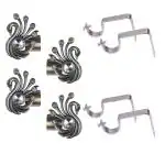 K D ENTERPRISE Gold Aluminum Peacock Shaped Curtain Bracket Rod Pocket Finials Window Rod Support Fittings, Curtain Rod Holder (Pack Of 2 Pair)