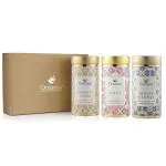 Octavius Gourmet Tea Collection | Festive Infusions Range (Set Of Three Tins) | Assorted 3 Wellness Loose Leaf Teabags in Tin Boxes Put Together In An box | 20 pyramid teabags in each ( 120gm )