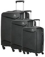 KAMILIANT KAM-ROCKLITE Polypropylene Luggage Set of 3 Trolley Bags (55 cm+68 cm+79 cm) (Black)