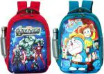 Bayo Avengers & Doraemon 2 pc combo Pre-School 47cm For 1st std-5th std school Bag 35 L Laptop Backpack |Red, Multicolor