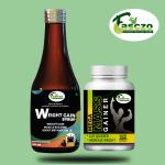 Inlazer Mega Weight Gain Capsule And Weight Gain Syrup Combo /Mass, Bulk Gainer Whey Protein (200 ml, Unflavoured)