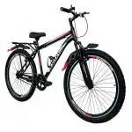 Ralley Gold JAGUAR Series 26T MTB Bicycle with Carrier, Front Suspension, Double Wall Alloy Rims, Dual Power Brakes (Black/Red)