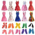 iDream Doll Accessories - 10pcs Cotton Dress & 10pair of Shoes for Doll (Multicolor)