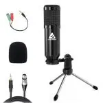 Audio Array AM-C39 XLR to 3.5mm Condenser Microphone Kit | Tripod, 2M Cable & Foam Filter | Compatible with Audio Interface, Mixer | Recording, Podcast, Streaming, Home Studio (Black)