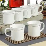 Clay Craft Elegant Gold Line Coffee/Tea Cups Set Of 12 Perfect For Daily Use 180 Ml, White, Standard (Liza-Set Of 12)
