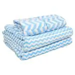 Curious Lifestyle Bath and Hand Towel Unisex Sky Blue and White Solid Rectangular Microfiber pack of 4 (Full size)