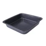 KUNYA 8 inch Square Black Non-Stick Cake Pans Carbon Steel Bread Baking Pan Tray, 1Pc
