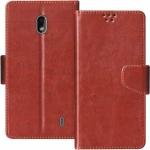 Frazil Faux Leather Case Flip Cover for Nokia 2.2 with Foldable Stand & Cards Slots - Brown