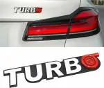 CARIZO Premium Zinc Alloy Badge, 3D Premium Car Side Fender Rear Trunk (Design: Turbo) Emblem Logo Badge Decals