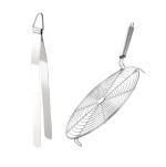 Urban Buy Stainless Steel Roti Chimta Tong With Stainless Steel SS Roasted Jali and Multicolour, Pack of 2