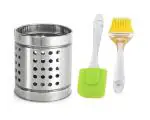 FIRST FRONT Stainless Steel Cutlery Holder With Silicon Basting Big Spatula Only and (Multicolour, Pack of 2)