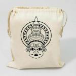 Handmakers White Canvas Drawstring Bags For Return Gifts With Onam Print (Pack Of 100)